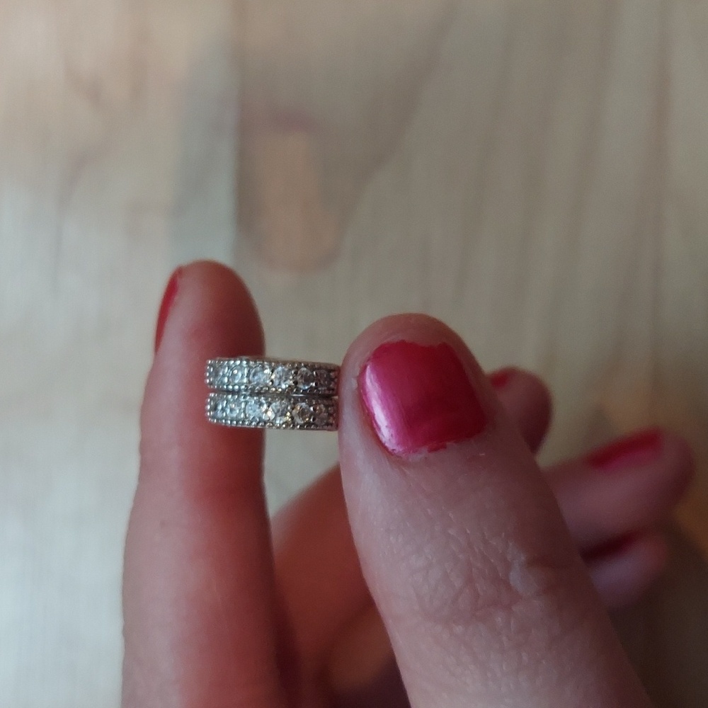 Tiny Sterling Silver CZ Hoop Earrings